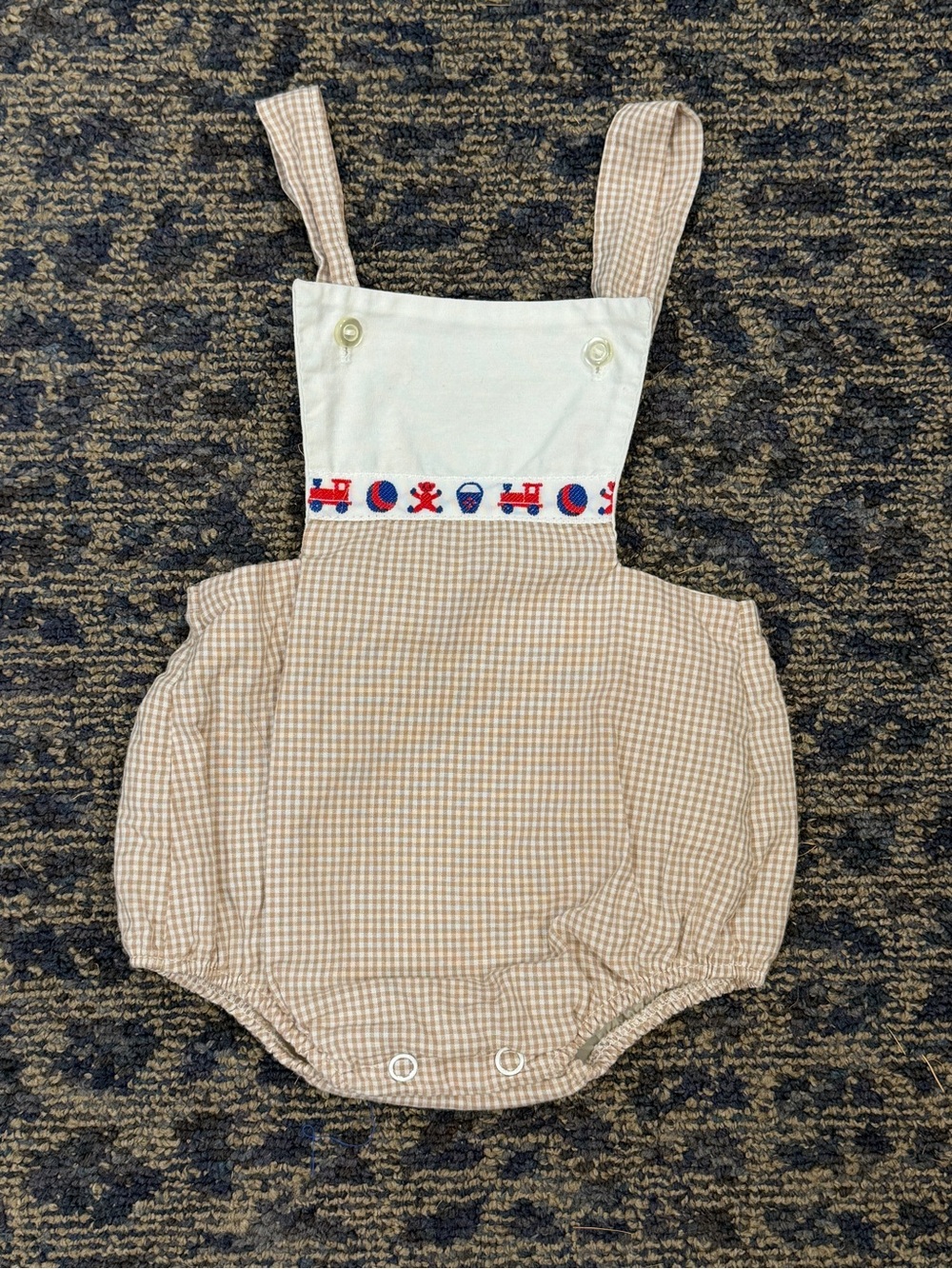 Vintage 70s Baby Boy 6M One-Piece Sunsuit Bubble Romper w/Built-In Plastic Pants